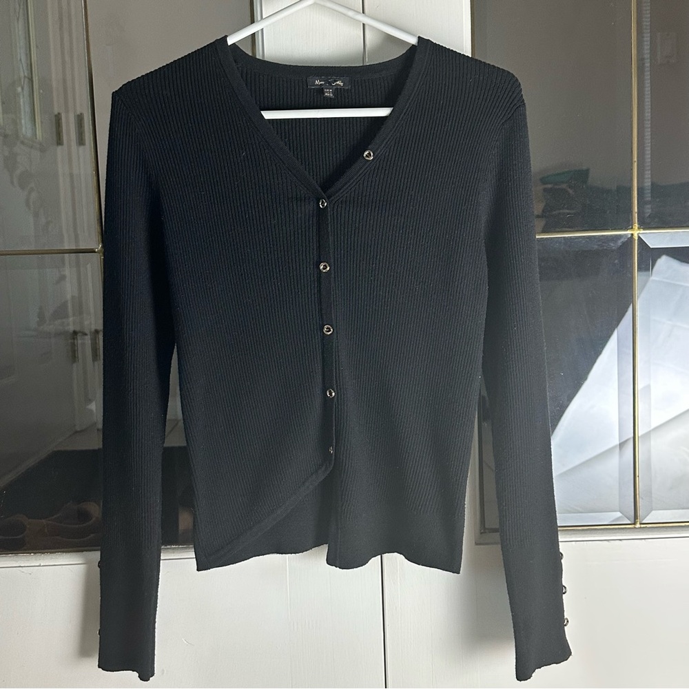 Massimo Dutti Black Ribbed asymmetrical sweater